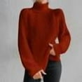 thumbnail image 1 of PEONAVET Chandails pour Femmes Mode Femmes Manches Longues Chandail Col Roulé Décontracté Hauts, 1 of 7