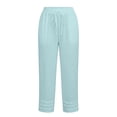 thumbnail image 7 of ZVAVZ Gauze Pants for Women Beach Vacation Pants Lightweight Breathable Casual Loose Fit Drawstring Trousers with Pockets Blue M, 7 of 7