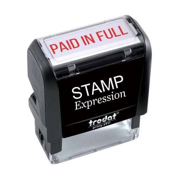 StampExpression - Paid in Full Office Self Inking Rubber Stamp - Red Ink (A-5345)