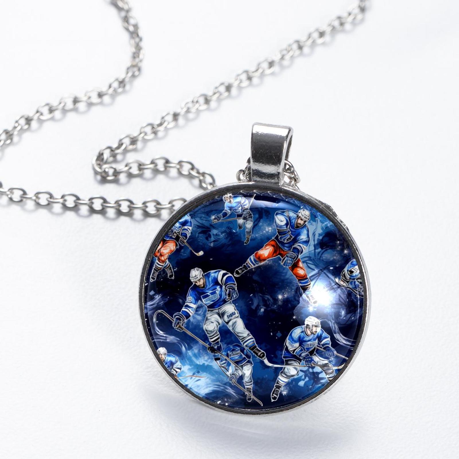 Lce Hockey Glass Design Circular Pendant Necklace Stylish Women s Fashion Jewelry by XYZ Brand Walmart