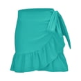thumbnail image 5 of DORKASM Women's Wrap Skirt Swim Cover-Up with Ruffle Hem - Sarong for Elegance Turquoise XL, 5 of 5
