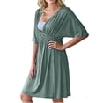 thumbnail image 4 of fheaev Summer Maternity Dresses for Women Short Sleeve V Neck Mid-Length Modal Solid Color Comfor Table Nursing Dress Green L, 4 of 5