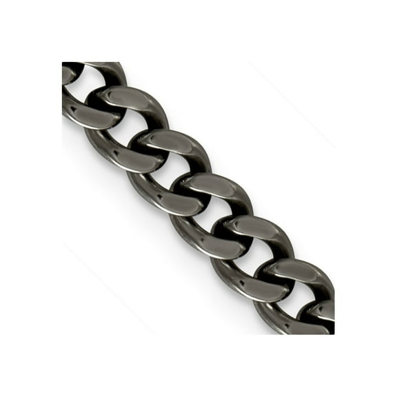 Auriga Titanium Polished 7.5 mm Curb Chain Necklace for Mens 20"