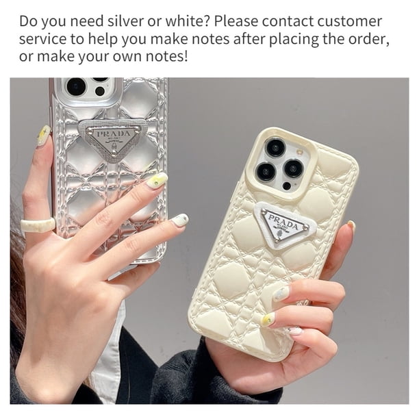 Funda De Teléfono De Lujo 3D Para iPhone 11 14 Plus 13 12 Pro Max PRADA Color Sólido Celosía Cubierta De Shell Diseñador Parachoques
