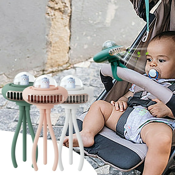 Floleo Stroller Fan, 4 Speed Portable Clip On Stroller Fan With Flexible Tripod, Rotatable Personal Jellyfish Battery Operated Handheld Fan, For Stroller, Car Seat, Treadmill, Camping