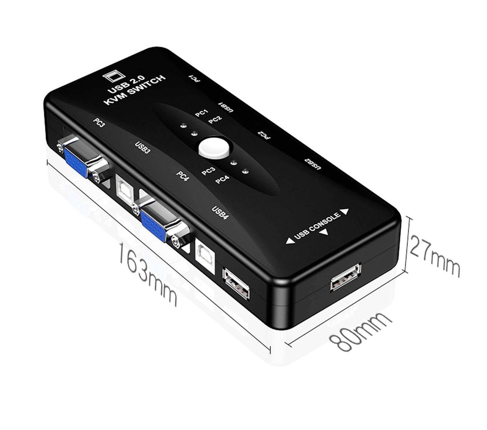USB 2.0 KVM Switch 4 Port VGA Splitter Printer Mouse Keyboard Pendrive Share Switcher 1920*1440 VGA Switch Box Adapter ,Effortless Switching