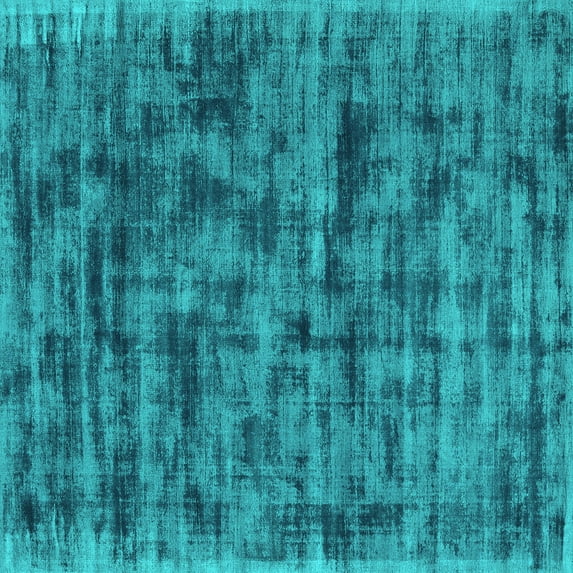 Ahgly Company Indoor Square Abstract Turquoise Blue Contemporary Area Rugs, 6' Square