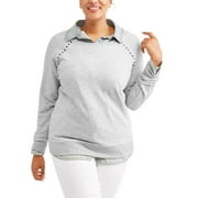 No Boundaries Women's Plus Active Distressed Studded S