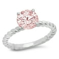thumbnail image 3 of 2 ct Round Cut Simulated Pink Diamond Solitaire 14K White Gold Womens Engagement Ring, 3 of 4