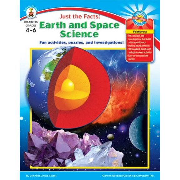 Pre-Owned Just the Facts: Earth and Space Science: Fun Activities, Puzzles, and Investigations! Paperback
