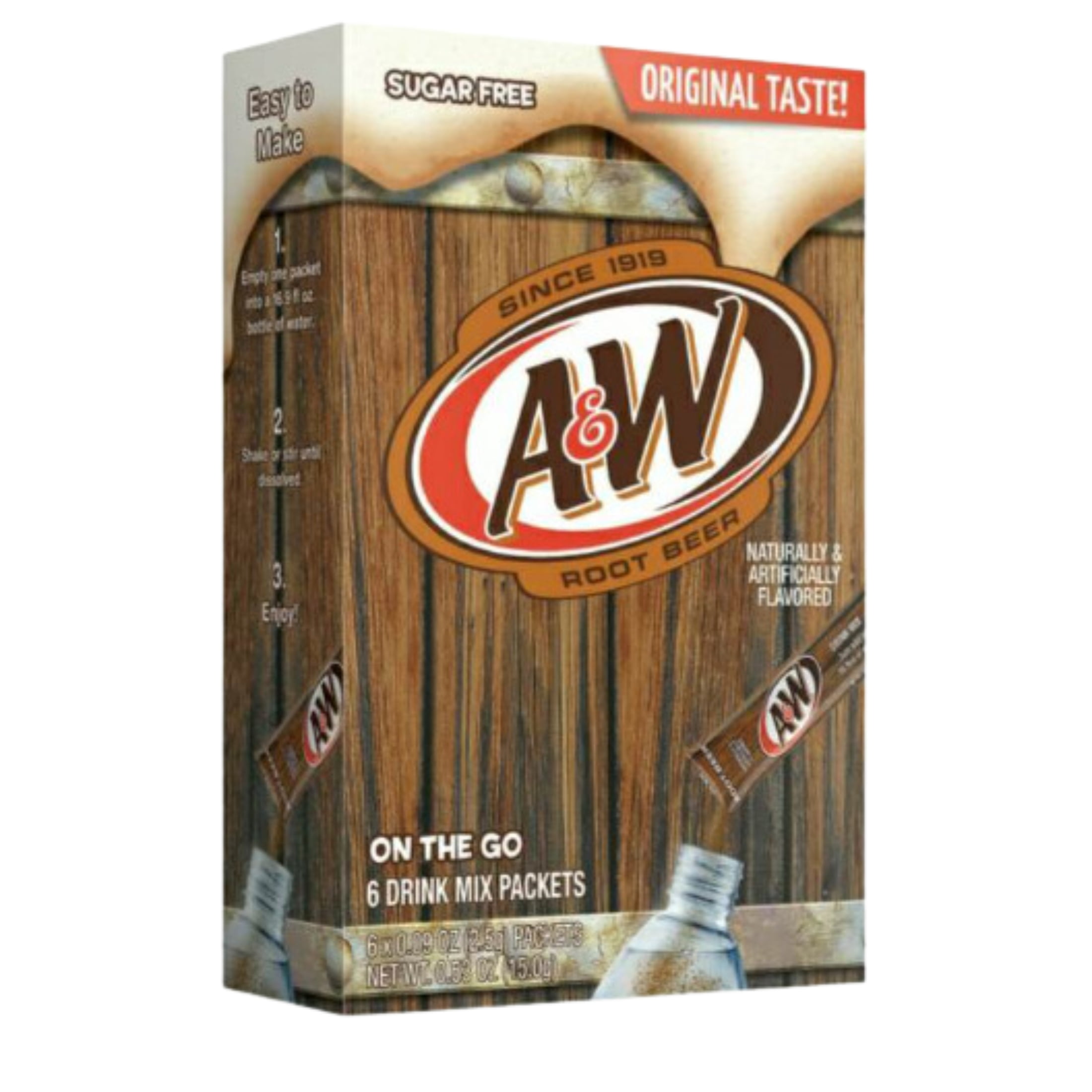JSC A&W Root Beer Drink Mix 6 Packet Sugar Free & Delicious beverages