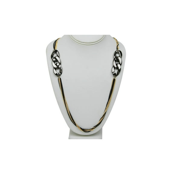 Gem Stone King Stunning 38 inches Link Chain Symbols Yellow and Black Color Multi Chain Necklace 38 inch