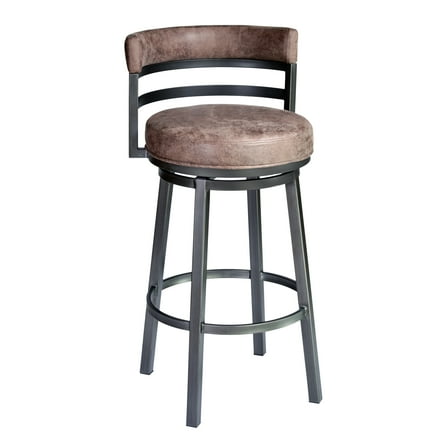 Titana 30" Bar Height Swivel Bandero Tobacco Faux Leather and Mineral Metal Bar Stool for Kitchen Island Counter