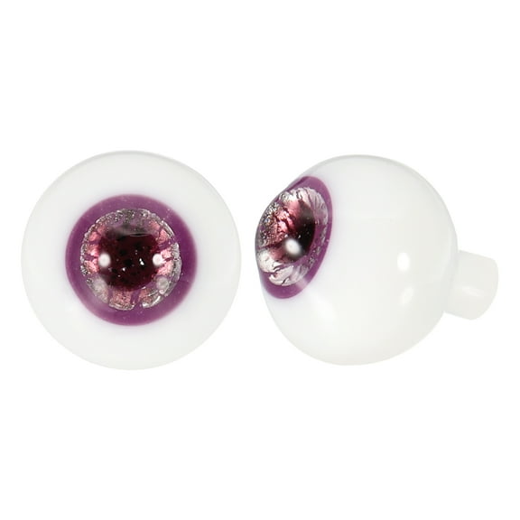 Uxcell 1 Pair 14mm Eyeballs for Crafts, Glass Realistic Round Craft Eyeballs Handmade Fake Doll Eyes, Great for Doll Halloween Party Horror Mask DIY Decorations (Glitter Purple)