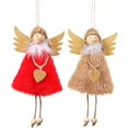 thumbnail image 1 of Decoración navideña, 2 piezas, muñeco de ángel, colgante de árbol, adornos colgantes, manualidades navideñas, decoraciones de elfos (ángel-marrón rojo) Sincero Hogar, 1 of 6