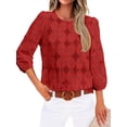 thumbnail image 3 of WIHOLL Blouses for Women Lace Tops Dressy 3/4 Length Sleeve Business Casual Outfits Vacation Spring Summer Clothes, 3 of 11