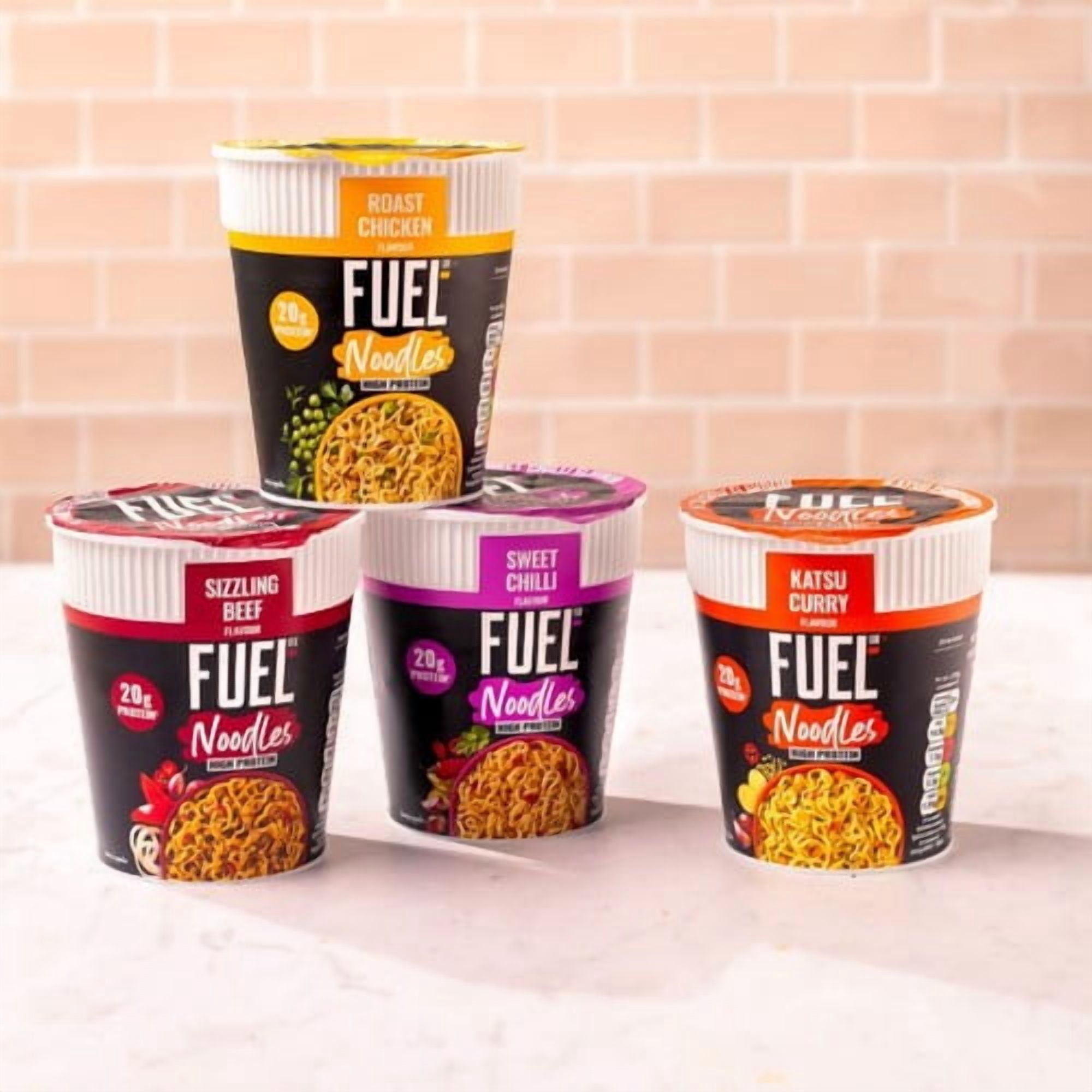 FUEL10K High Protein Sweet Chilli Instant Noodles Snack Pot 87g, British Import (Pack of 3)