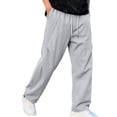 thumbnail image 5 of Aimik Men's Textured Straight Pants Pleated Loose Fit Drawstring Trousers Lightweight Soft Streetwear Bottoms for Daily Commute, 5 of 6