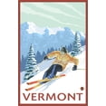 thumbnail image 2 of Art.com Vermont - Downhill Skier Scene Stretched Canvas Print Wall Art by Lantern Press, 24" x 36", 2 of 4