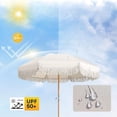 thumbnail image 3 of Lefedrasticity 6' White Boho Fringe Round Beach Umbrella, Outdoor Tilt UV Protection, 3 of 7
