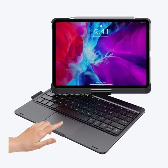 GGMCN Keyboard Case for iPad Air 5 2022 / iPad Air 4 2020 (10.9 inch) 360 Rotatable Touchpad Backlit Keyboard Foldable Trackpad Flip Smart Cover (Silver)