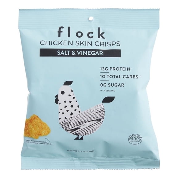 Flock Salt and Vinegar Chicken Skin Crisps 2.5 oz.