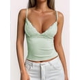 thumbnail image 4 of Camisole Tops for Women Tank Tops Y2K Spaghetti Strap Undershirts Slim Going Out Top Green M, 4 of 8
