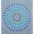 thumbnail image 3 of Bless International Indian hippie Bohemian Psychedelic Golden Blue Peacock Mandala Wall hanging Bedding Tapestry (Peacock Sky Blue, Queen (84x90Inches)(215x230Cms)), 3 of 5