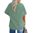 thumbnail image 4 of Short Sleeve Women's Plus Size Solid Color V-neck Casual Loose T-shirt Tops, 4 of 5