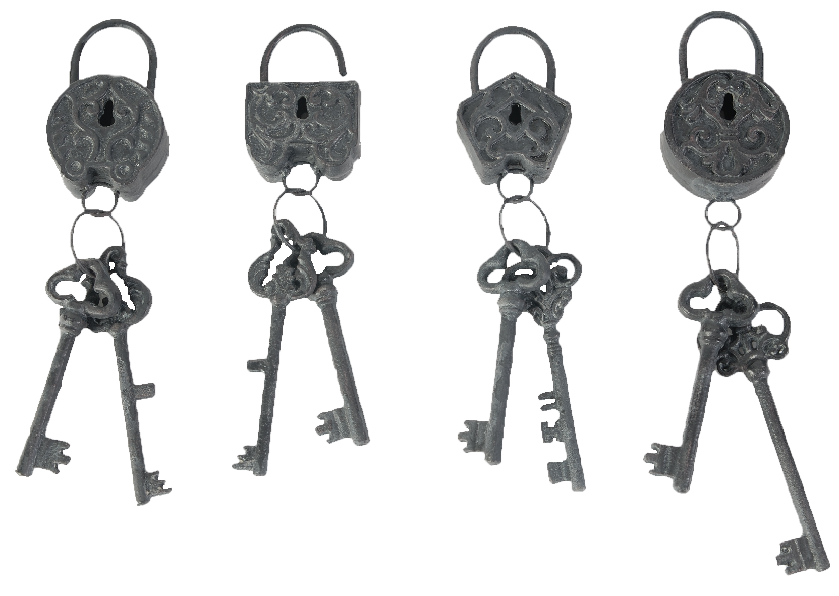 A&B Home Set of 4 Edmund Decorative Lock And Key Sets