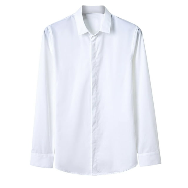pstuiky Camisas de manga larga de invierno para hombre, Camisa vaquera informal de manga larga con cuello abatible y bolsillo abotonado para hombre Tops de hombre xxl