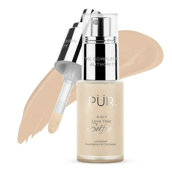 PUR Beauty 4-in-1 Love Your Selfie Foundation & Concealer - Longwear Full Coverage Liquid Makeup Foundation with Hydrating Blend for Refined-Looking Natural Beauty Glow Skin Texture & Tone