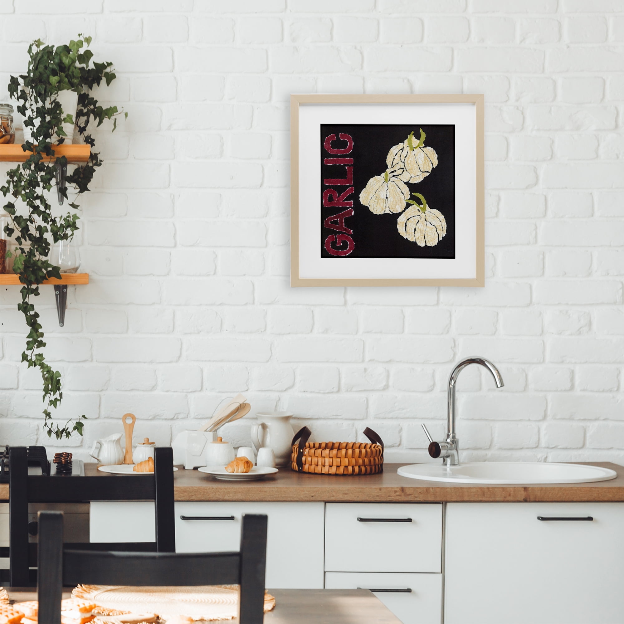 Stupell Industries Garlic Garden Vegetable Birch Framed Print Under Glass, design by Nancy Overton