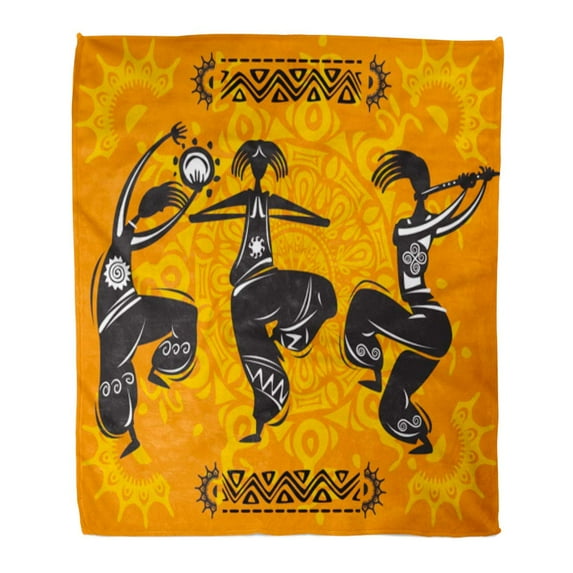ASHLEIGH 58x80 inch Super Soft Throw Blanket Dance Dancing Figures Ethnic Music Tribal Shaman Folk History Musician Home Decorative Flannel Velvet Plush Blanket