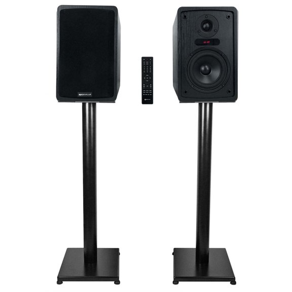 Rockville ELITE-5B 5.25" Powered Bookshelf Speakers Bluetooth/Optical 29" Stands