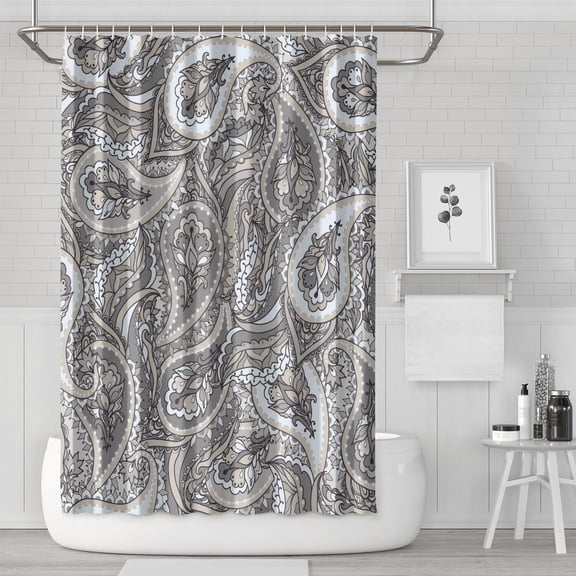 Vintage Paisley Pattern Shower Curtain Ethnic Tribal Artistic Elegant Waterproof Bath Drapes 72x72 Inch Fade-Resistant Fabric