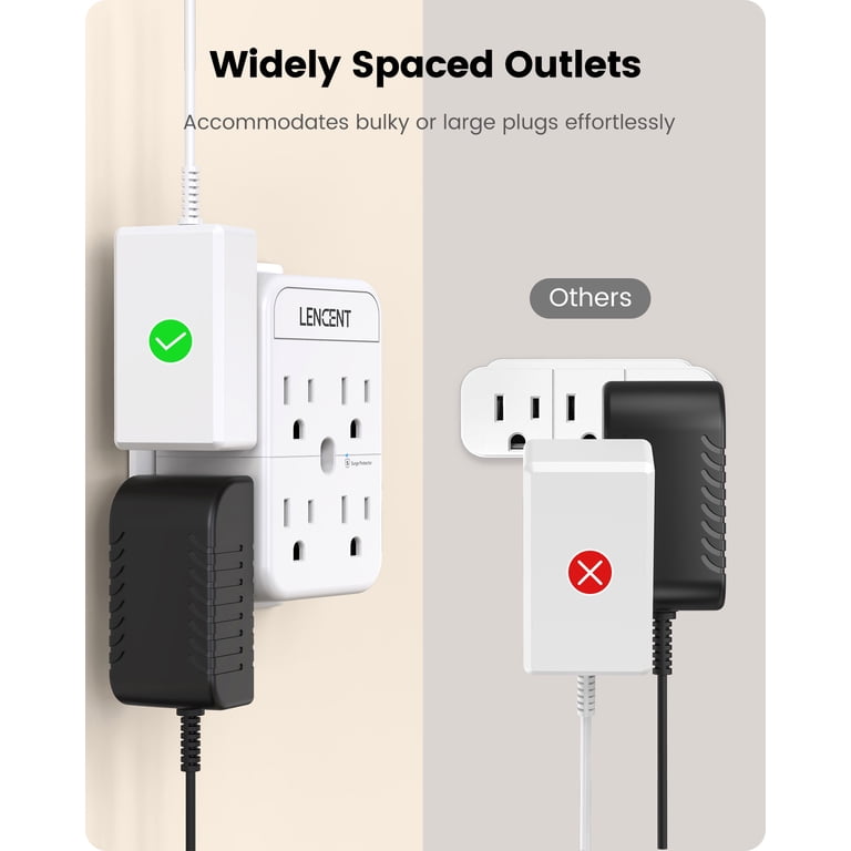 LENCENT 2 to 3 Prong Outlet Adapter with 8 Outlets photo 3