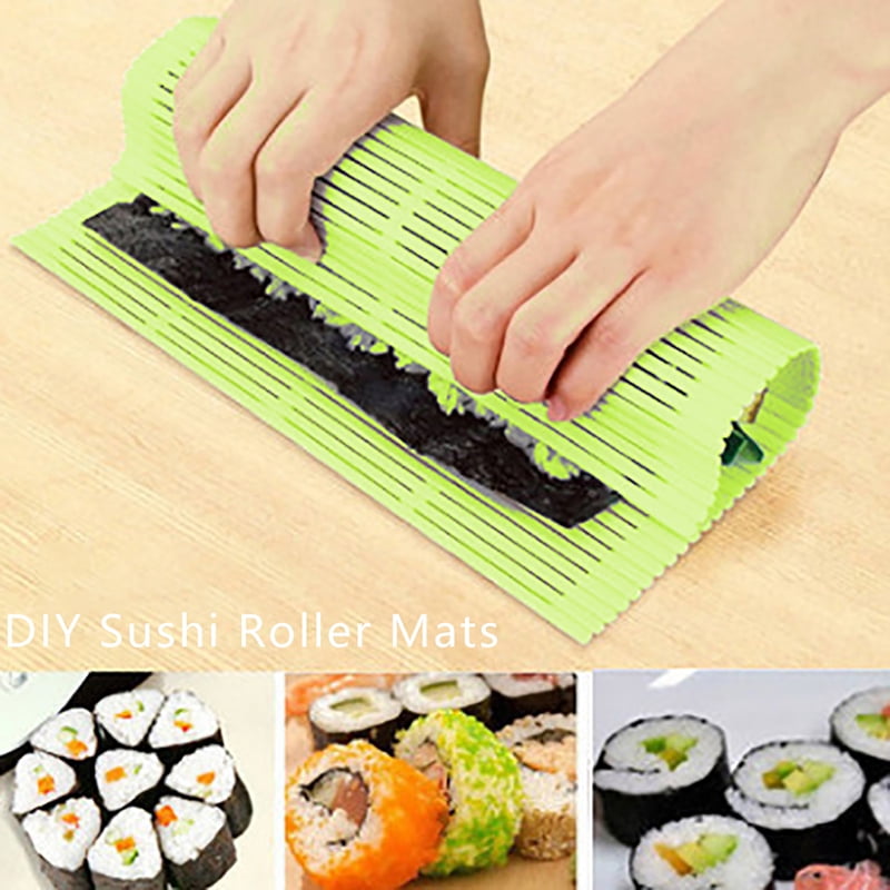 GREEN DIY Silicone Sushi Roller Mats Reusable Sushi Rice Roll Mold Mat ~C