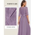 thumbnail image 4 of Vestido de dama de honor Wedtrend WT0314 en gasa con encaje floral morado, 4 of 6