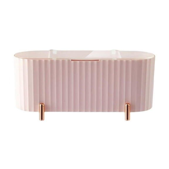 Makeup Pad Holder Vanity Organizers Detachable Compartment with Cover Lid Unique Pink
