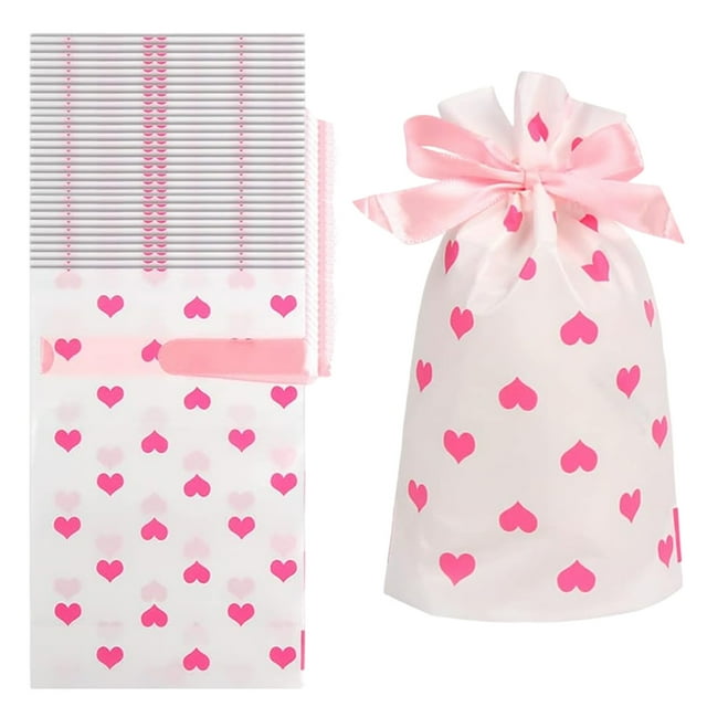 Gift Pack Party Gift Bag Love Plastic Drawstring Gift Bag Red Heart Candy Bag Gift Bag Food Storage Bag Gift Packaging