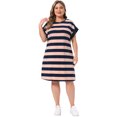 thumbnail image 3 of DARING DIVA Women's Plus Size Tunic Short Sleeve Striped Casual t Shirt Dress 4X Pink, 3 of 6