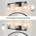 thumbnail image 2 of Kyrid 22 in. 3-Light Black Vanity Light with Clear Ribbed Glass Shades, 2 of 8