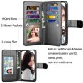 thumbnail image 2 of iphone 16 Pro Max Phone Case, Leather Wallet Case for Apple iphone 16 Pro Max, Ebizware Credit Card Cash Holder Folio Flip [Detachable] Kickstand Magnetic Cover & Lanyard for Women Men [Black], 2 of 6