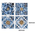 thumbnail image 5 of Set of 4 Classic Framed Wall Decor Abstract Tile Design White & Blue, 5 of 5