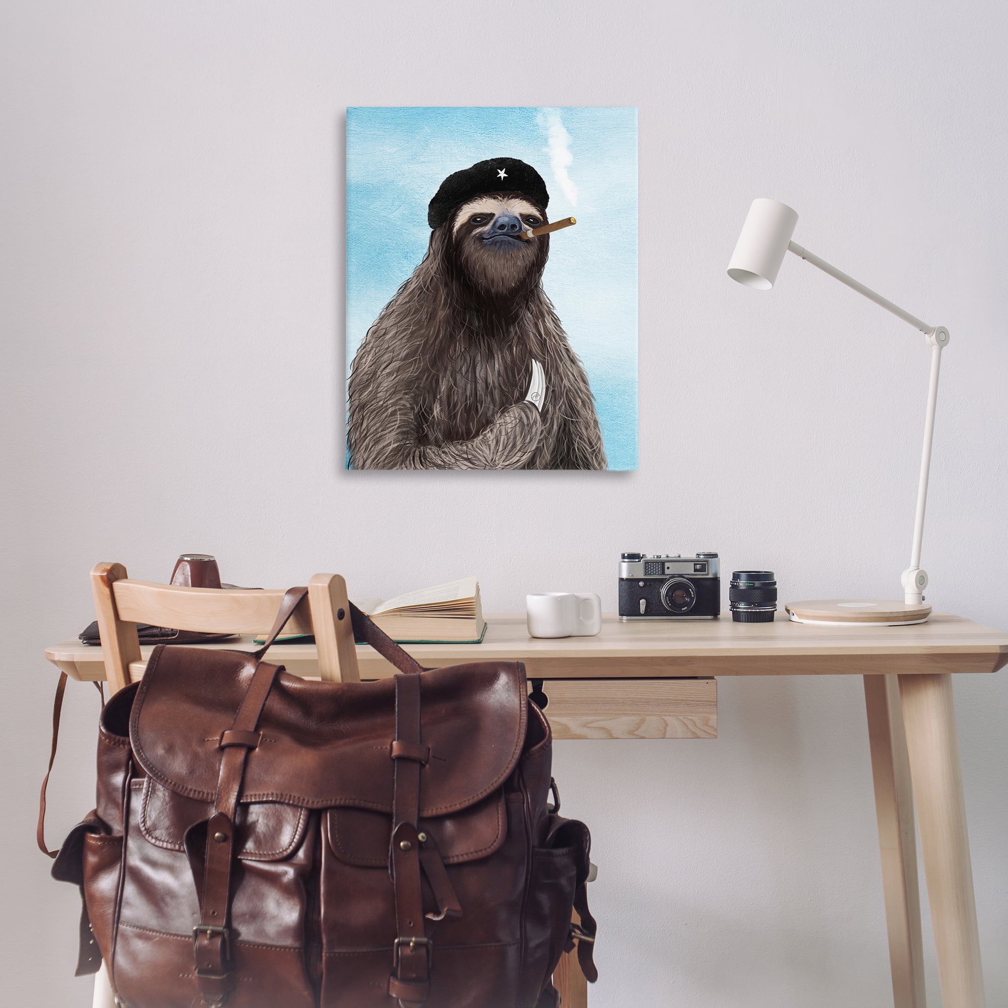 Stupell Industries Captain Sloth & Cigar Novelty & Humor Painting Wrapped Canvas Art Print Wall Art, 30 x 40