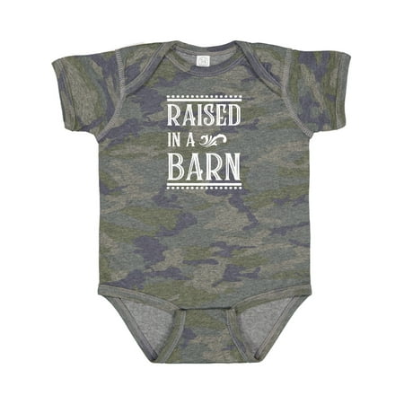 

Inktastic RAISED in a BARN in White Gift Baby Boy or Baby Girl Bodysuit