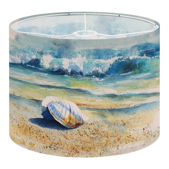 Beach Linen Drum Lampshades Watercolor sea shell beach sea 13"x13"x10" Light Shade for Table Lamps Floor Lamps Drum Lamp Shades Lampshade Replacement Assembly Required