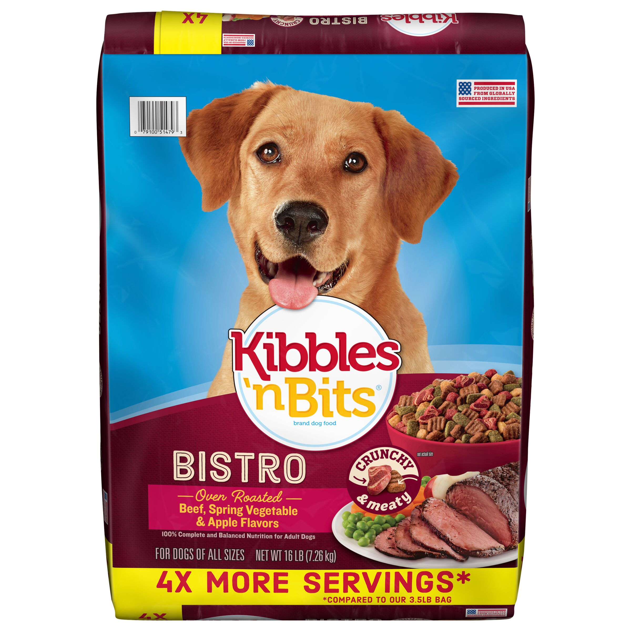 Kibbles 'n Bits Chef's Choice Bistro Beef Dog Food, 16-Pound