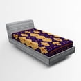 thumbnail image 1 of Ambesonne Moroccan Fitted Sheet, Effected Border, Twin XL Size, Purple Sand Brown, 1 of 2